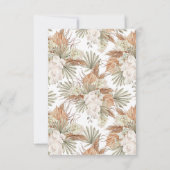 ボーホー ホワイト オーキッド & パンパス グラス ブライダル シャワー サンキューカード (裏面)