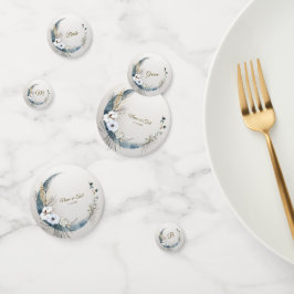 ボーホー ホワイト オーキッド フラワーズ ブルー ムーン エレガント パーティ コンフェッティ