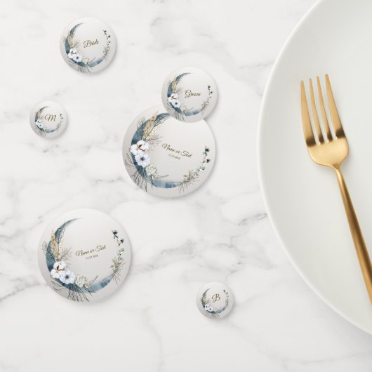 ボーホー ホワイト オーキッド フラワーズ ブルー ムーン エレガント パーティ コンフェッティ (グループ)