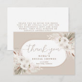 ボーホー ホワイト ニュートラル ドライ フローラル サンキューカード (正面/裏面)