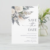 ボーホー ホワイト ローズ フラワー ガーデン ウェディング セーブザデート (スタンド正面)