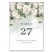 ボーホー ホワイト ローズ フローラル ガーデン グリーンとゴールド テーブルナンバー (裏面)