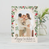ボーホー ボタニカル アーチ ハッピー ホリデー 1 フォト シーズンカード (スタンド正面)