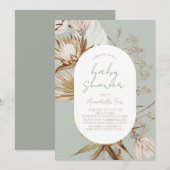 ボーホー ボタニカル サージ ベビーシャワー 招待状 (正面/裏面)