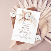 ボーホー ボタニカル フラワー モダン テラコッタ ウェディング 招待状