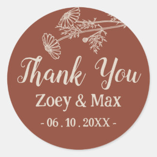 ボーホー ボタニカル ミニマリスト テラコッタ オレンジ ラウンドシール