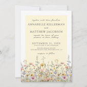 ボーホー ボタニカル ワイルドフラワー イエロー フローラル ウェディング 招待状 (正面)