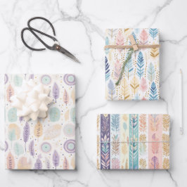 ボーホー ボヘミアンフォーエブリ オケージョン パステル ウォーターカラー セット ラッピングペーパーシート