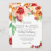 ボーホー ボヘミアンフォール オートム サマー フラワール ウォーターカラー 招待状 (正面/裏面)