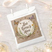 ボーホー ボヘミア ワイルドフラワーズ、蝶々、小麦 フェイバーバッグ (クリップ留めされた状態)