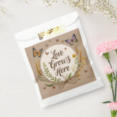 ボーホー ボヘミア ワイルドフラワーズ、蝶々、小麦 フェイバーバッグ (封をした状態)