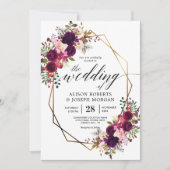 ボーホー ボルドー ジオメトリック ウェディング インビテーション (正面)