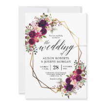 ボーホー ボルドー ジオメトリック ウェディング インビテーション