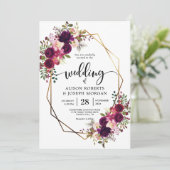 ボーホー ボルドー ジオメトリック ウェディング 招待状 (スタンド正面)