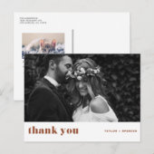 ボーホー ボールド タイポグラフィー テラコッタ ウェディング サンクス ポストカード (正面/裏面)