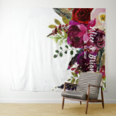 ボーホー ボールド バーガンディ フラワーズ ウェディング バックドロップ タペストリー (インサイチュ(横))