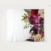 ボーホー ボールド バーガンディ フラワーズ ウェディング バックドロップ タペストリー (正面(横))