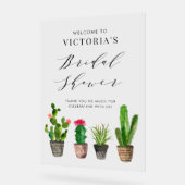 ボーホー ポッテッド サキュレントとサボテンのブライダル シャワー アクリルサイン (傾斜)