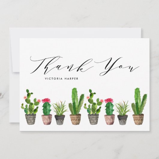 ボーホー ポッテッド サキュレントとサボテン 卒業 サンキューカード (正面)