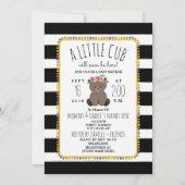 ボーホー ポンポン クマの赤ちゃん おしゃれベビーシャワー 招待状 (正面)