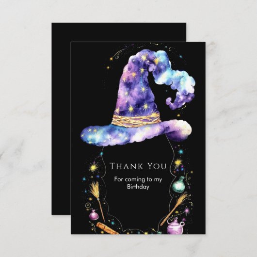 ボーホー マジック 編集可能なウィザード 誕生日 サンキューカード (正面/裏面)