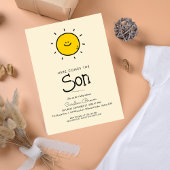 ボーホー ミニマリスト ここに太陽の息子がやってくる ベビーシャワー 招待状