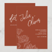 ボーホー ミニマリスト ウェディング フラワー ウェディング 編集可能 招待状 (正面/裏面)