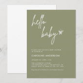 ボーホー ミニマリスト ベビーシャワー ジェンダーニュートラル 招待状 (正面/裏面)