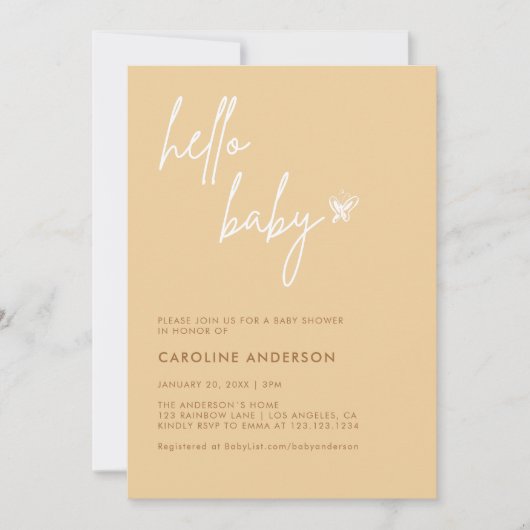 ボーホー ミニマリスト ベビーシャワー ジェンダーニュートラル 招待状 (正面)