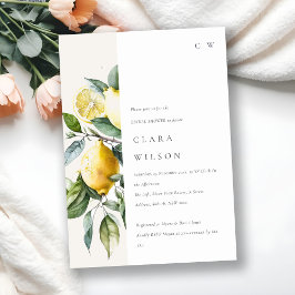 ボーホー ミニマル イエロー レモン ガーデン ブライダル シャワー 招待状