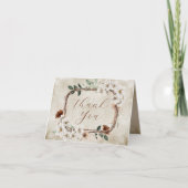 ボーホー ミューテッド フォール フローラル フォール イン ラブ ブライダル シャワー サンキューカード (正面)