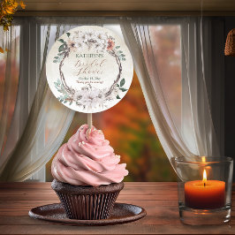 ボーホー ミューテッド フォール フローラル ブライダル シャワー ラウンドシール