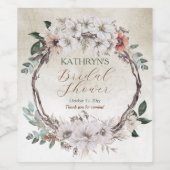 ボーホー ミューテッド フォール フローラル ブライダル シャワー ワインラベル (シングルラベル)