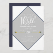 ボーホー・ヤング・ワイルド＆スリー | 3歳の誕生日パーティー 招待状 (正面/裏面)