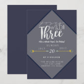 ボーホー ヤング ワイルド＆スリー | 3歳の誕生日パーティー 招待状 (正面/裏面)