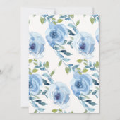 ボーホー ライトブルー 水彩 花 フォト ウェディング セーブザデート (裏面)