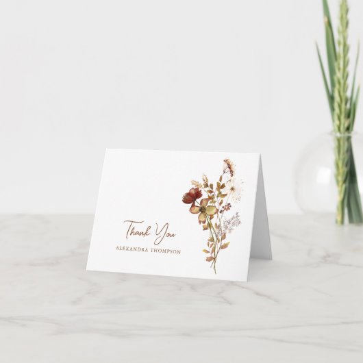 ボーホー ラスティック アーシー ネイチャー ボタニカル ブライダル シャワー サンキューカード (正面)