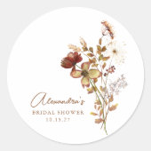 ボーホー ラスティック アーシー ネイチャー ボタニカル ブライダル シャワー ラウンドシール (正面)