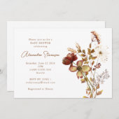 ボーホー ラスティック アーシー ネイチャー ボタニカル ベビーシャワー 招待状 (正面/裏面)