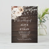 ボーホー ラスティック ウッド オータム フラワーズ ウェディング 招待状 (スタンド正面)