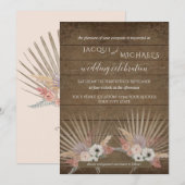 ボーホー ラスティック ウッド パンパス グラス トロピカル パーム フローラル 招待状 (正面/裏面)