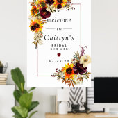 ボーホー ラスティック オータム フローラル ブライダル シャワー ウェルカム サイン (ホームオフィス)