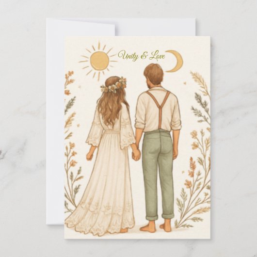 ボーホー ラスティック カウボーイ ウェディング セーブ ザ デート 招待状 (正面)