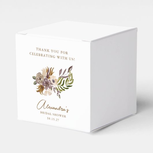 ボーホー ラスティック ネイチャー ボタニカル カスタム ブライダル シャワー フェイバーボックス (正面サイド)