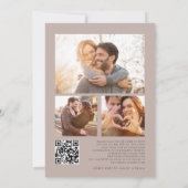 ボーホー ラスティック パンパス スクリプト QR 3 枚の写真 ウェディング 招待状 (裏面)