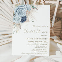 ボーホー ラスティック パンパス ソフト ブルー フローラル ブライダル シャワー