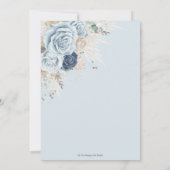 ボーホー ラスティック パンパス ソフト ブルー フローラル ブライダル シャワー 招待状 (裏面)