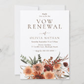 ボーホー ラスティック フラワーの誓いの更新式 招待状 (正面)