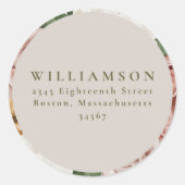 ボーホー ラスティック フラワーブーケ エレガント 返信先住所 ラウンドシール (正面)