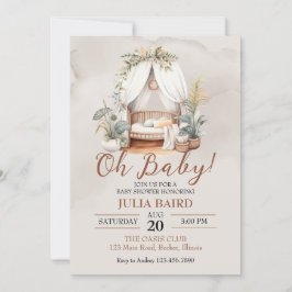 ボーホー ラスティック ベイビー クリブ シャワー 招待状